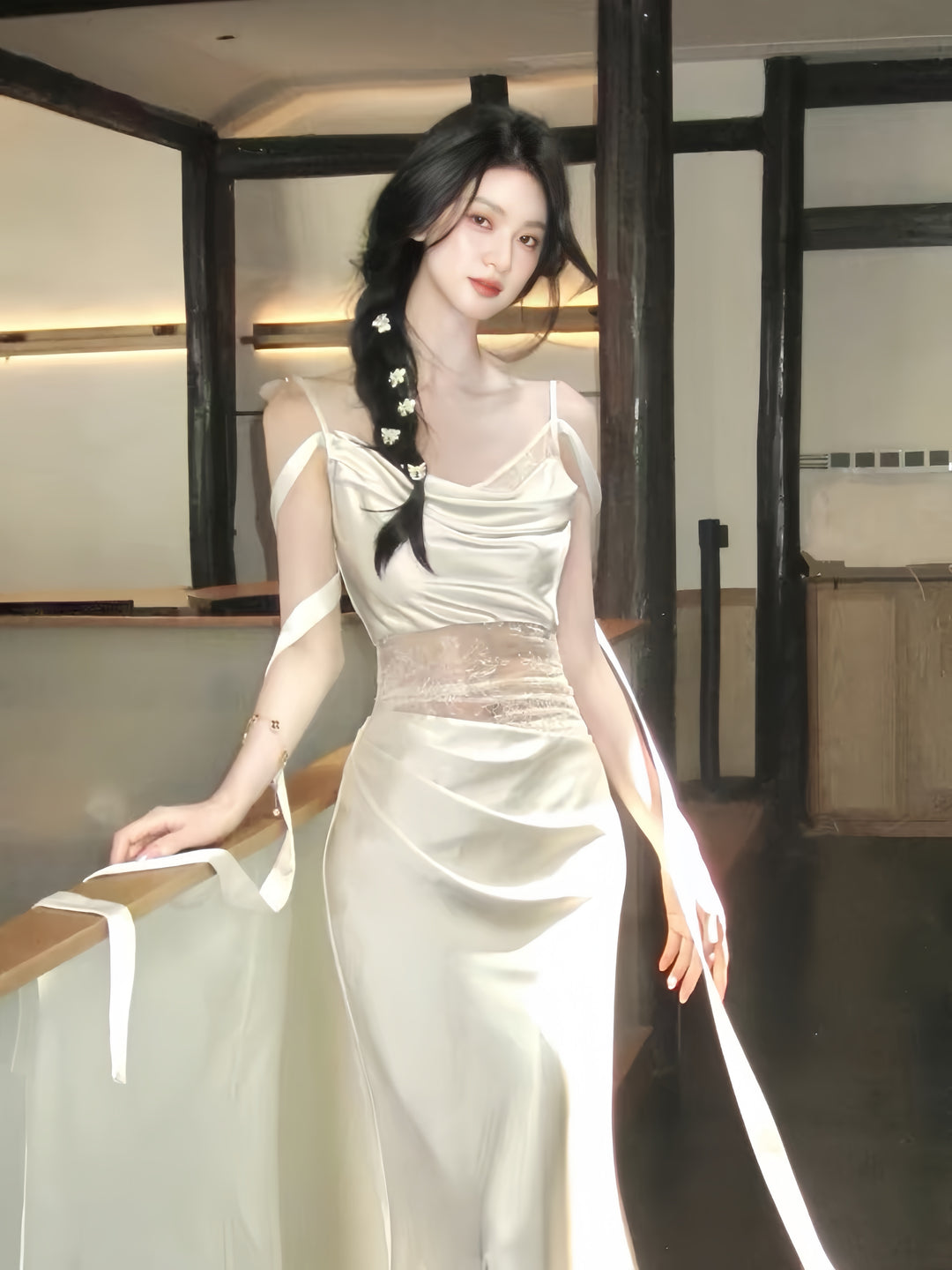 【dress】レースドッキングマーメイドワンピース  K0573