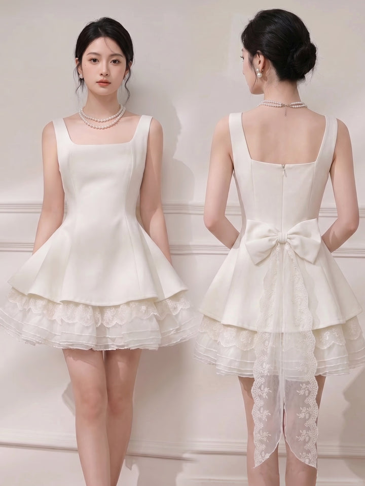 【dress】チュールドッキングペプラムミニワンピース　N3623