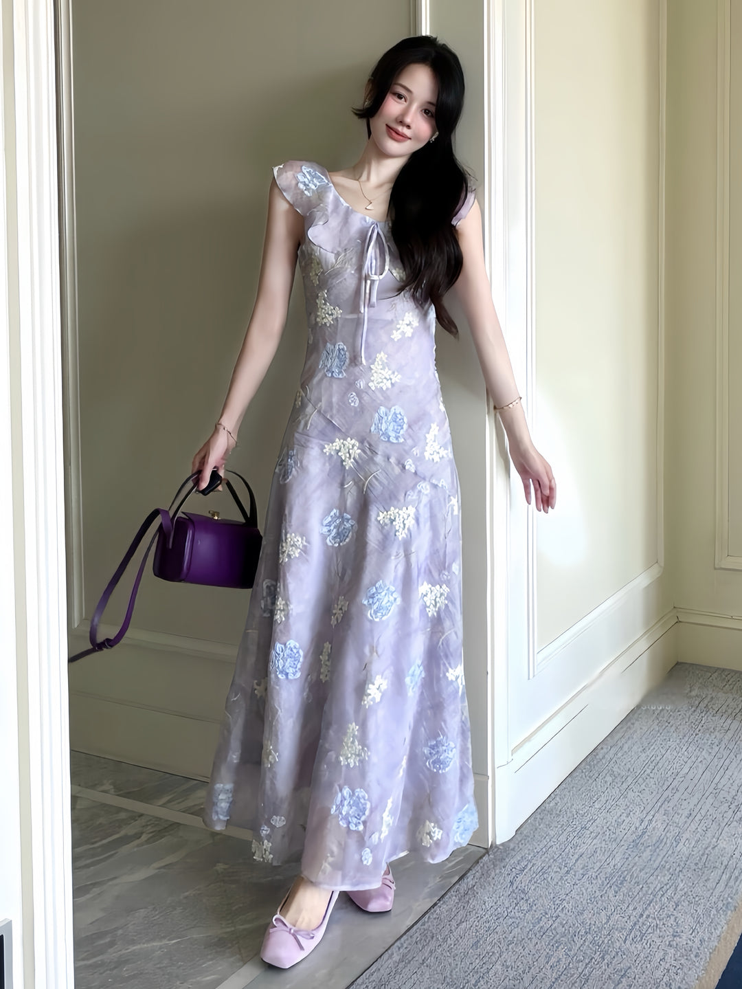 【dress】フリルロングワンピース      K0581