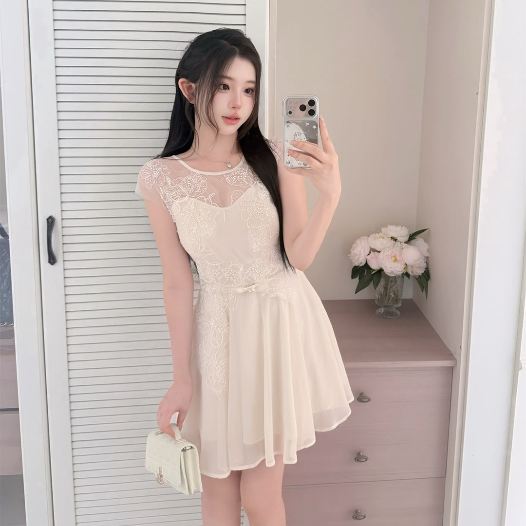 【dress】レースドッキングミニワンピース　N3632