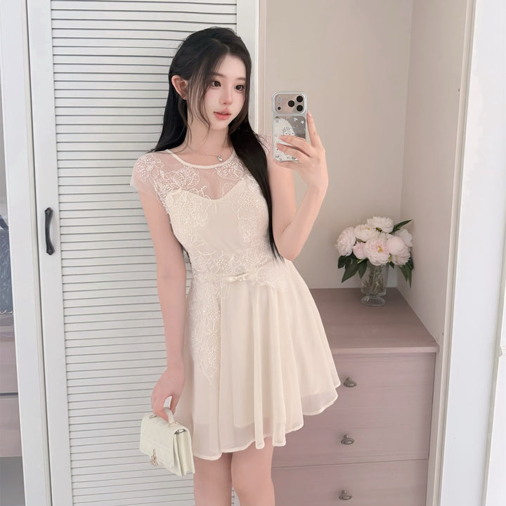 【dress】レースドッキングミニワンピース　N3632