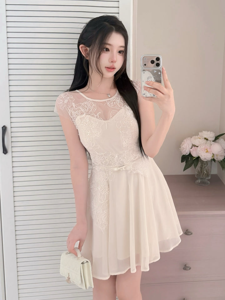 【dress】レースドッキングミニワンピース　N3632