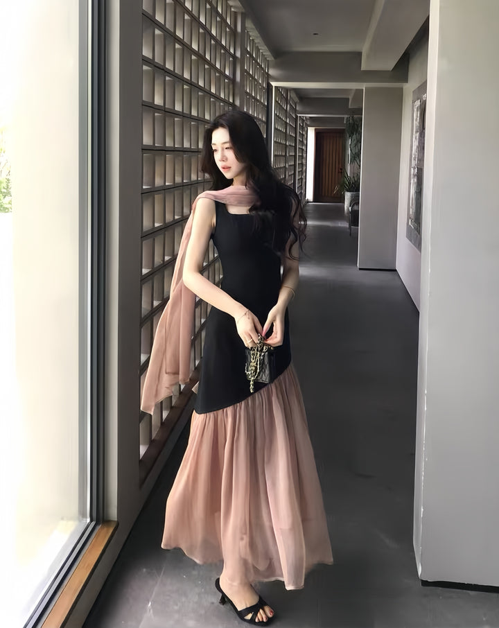 【dress】ドッキングマーメイドロングワンピース      K0584