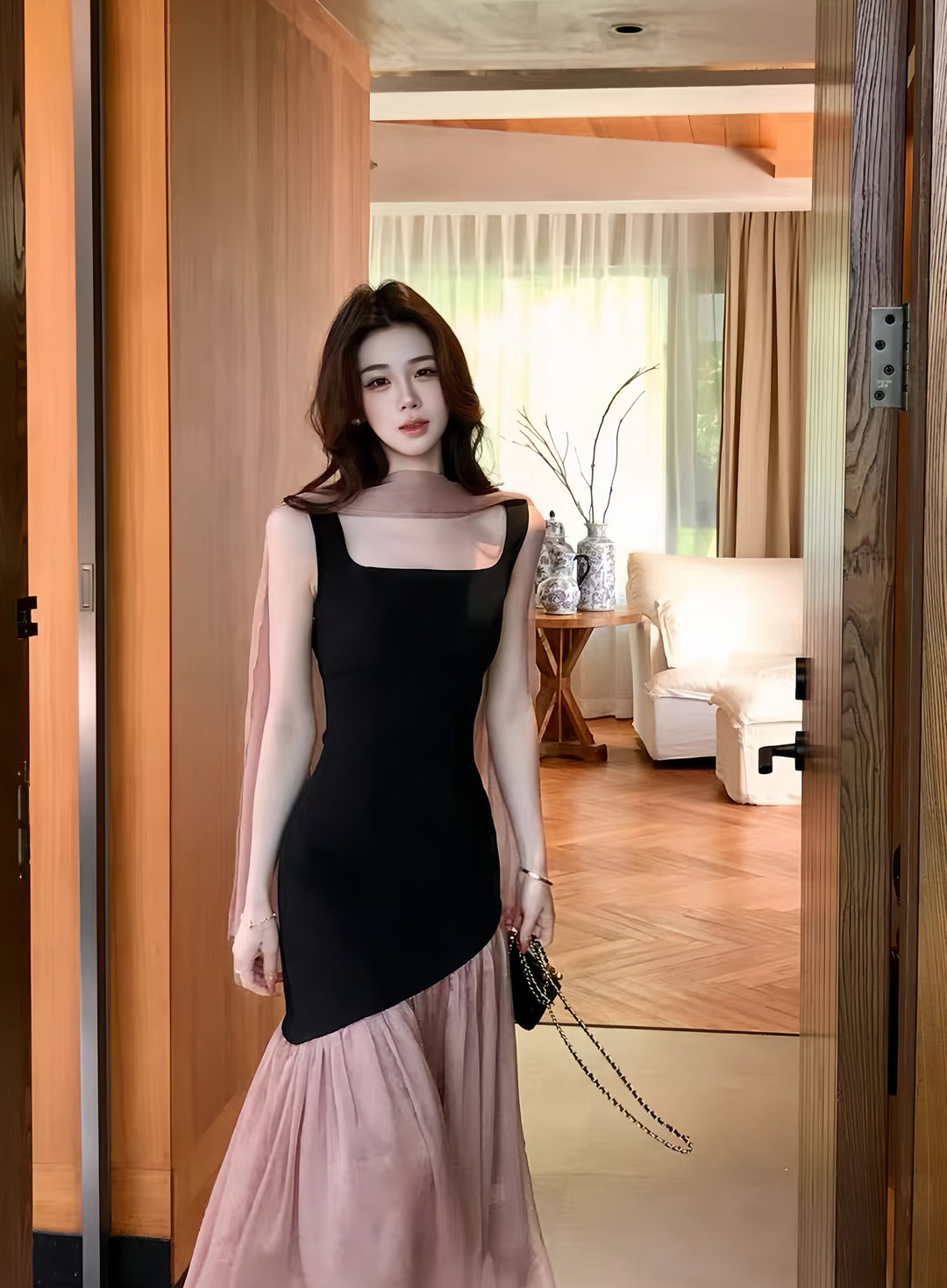 【dress】ドッキングマーメイドロングワンピース      K0584