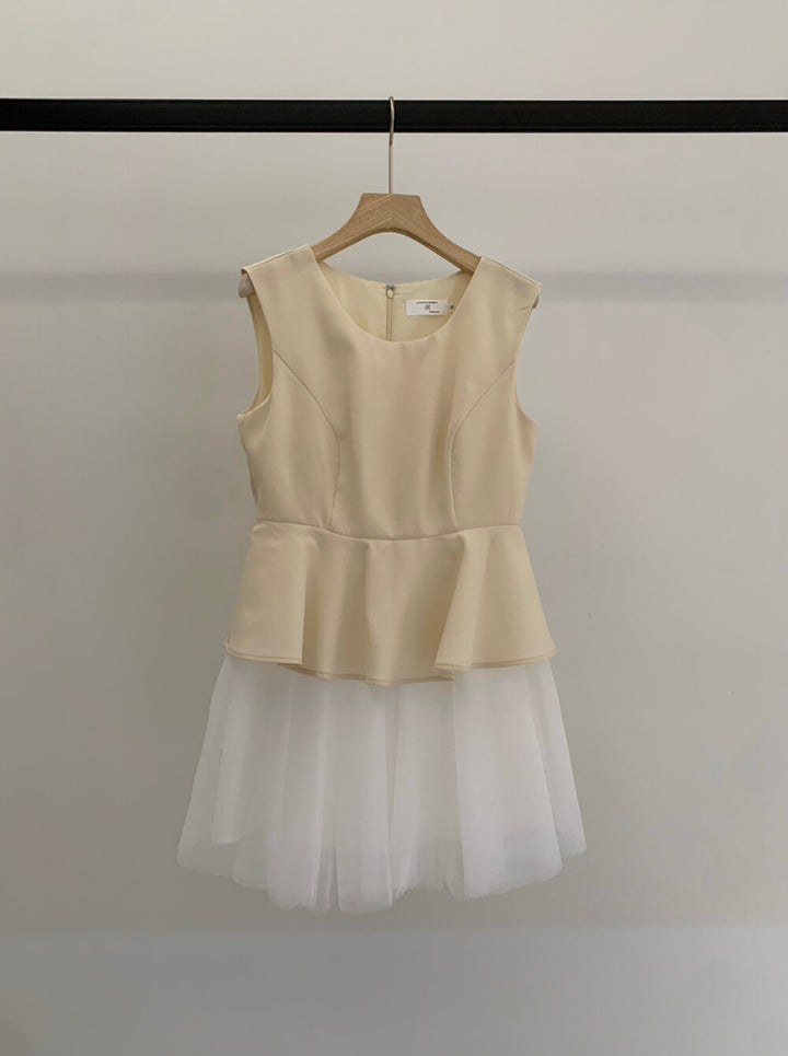 【set】フロントリボンボレロ×チュールドッキングミニワンピースセット   N3637