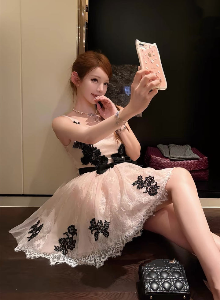 【dress】レースチュールロングワンピース＆ミニワンピース　N3638