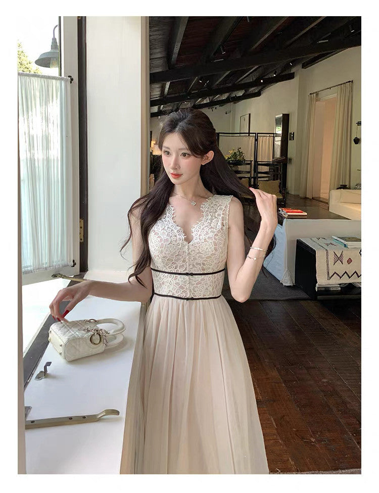 【dress】レースドッキングチュールワンピース　N3648