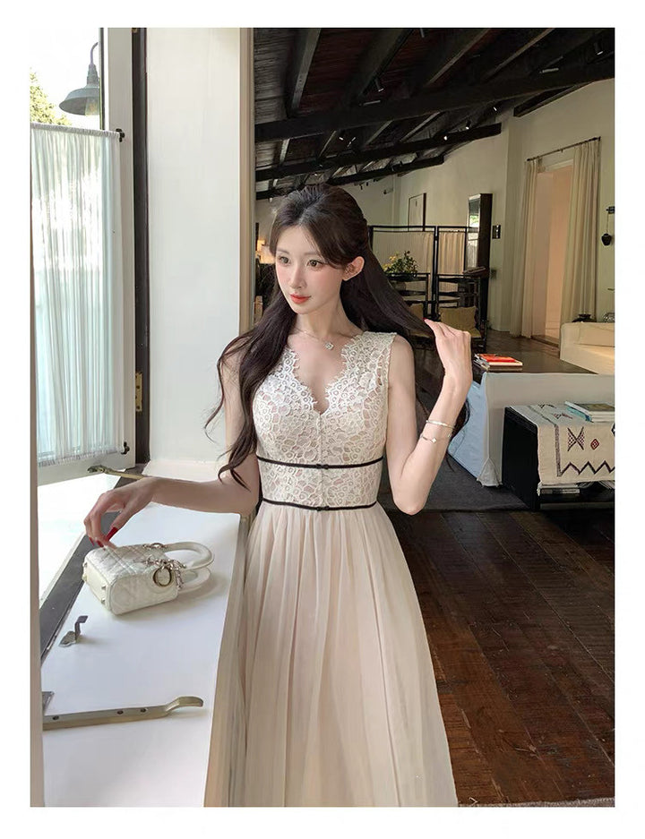 【dress】レースドッキングチュールワンピース　N3648