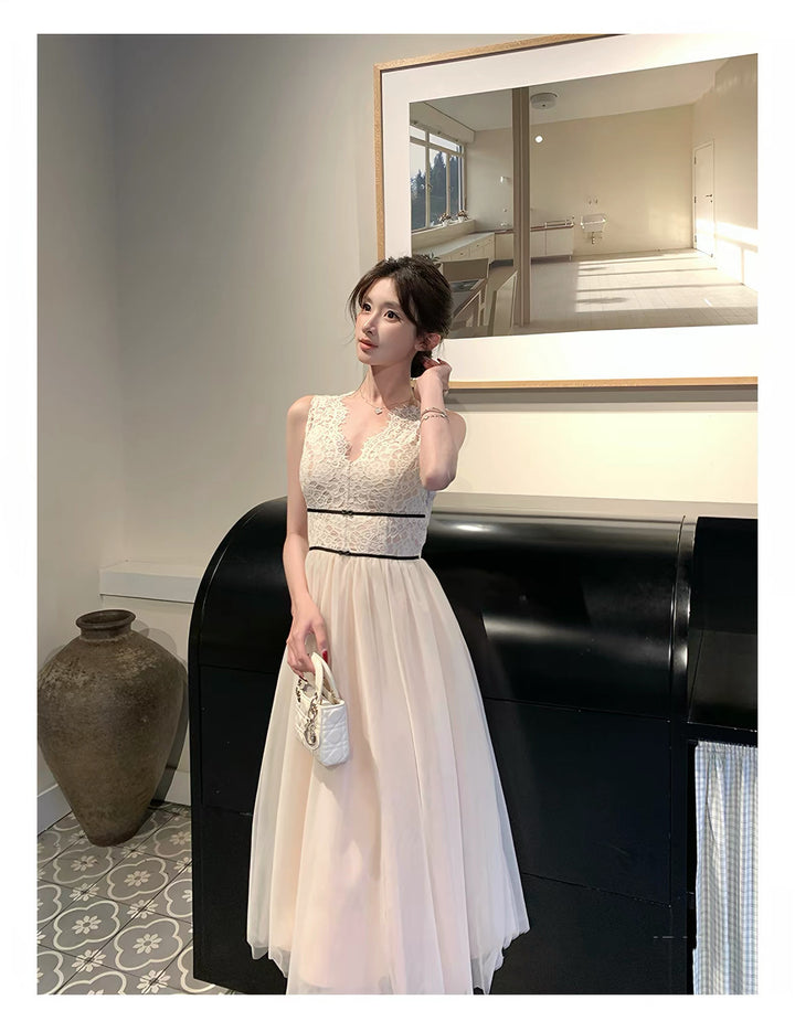 【dress】レースドッキングチュールワンピース　N3648