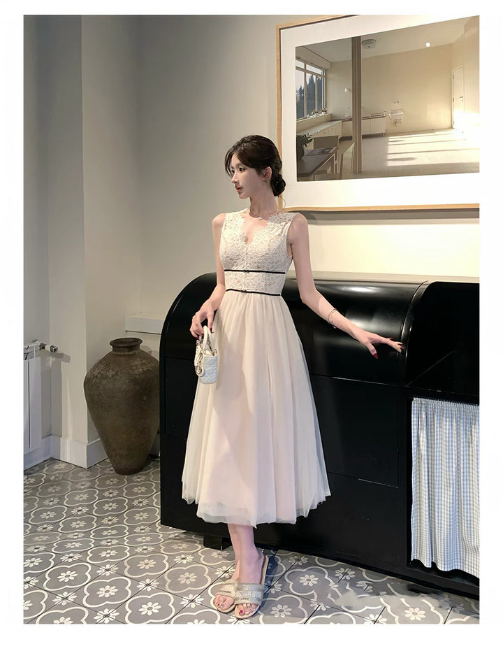 【dress】レースドッキングチュールワンピース　N3648