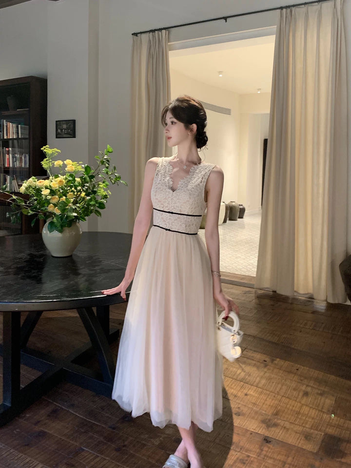 【dress】レースドッキングチュールワンピース　N3648