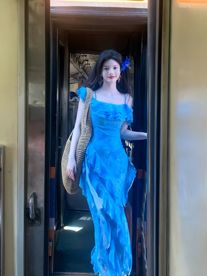 【dress】オフショルフリルロングワンピース　K0586