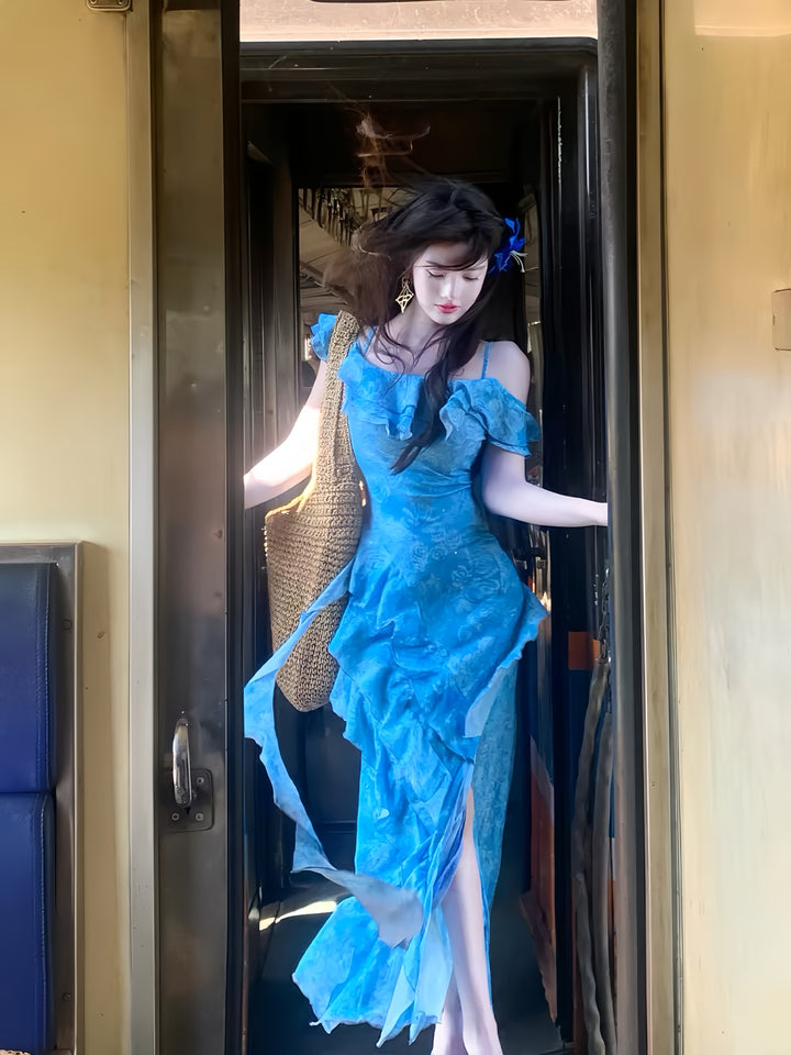【dress】オフショルフリルロングワンピース　K0586
