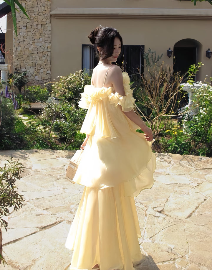 【dress】ラッフルティアードロングワンピース　K0587