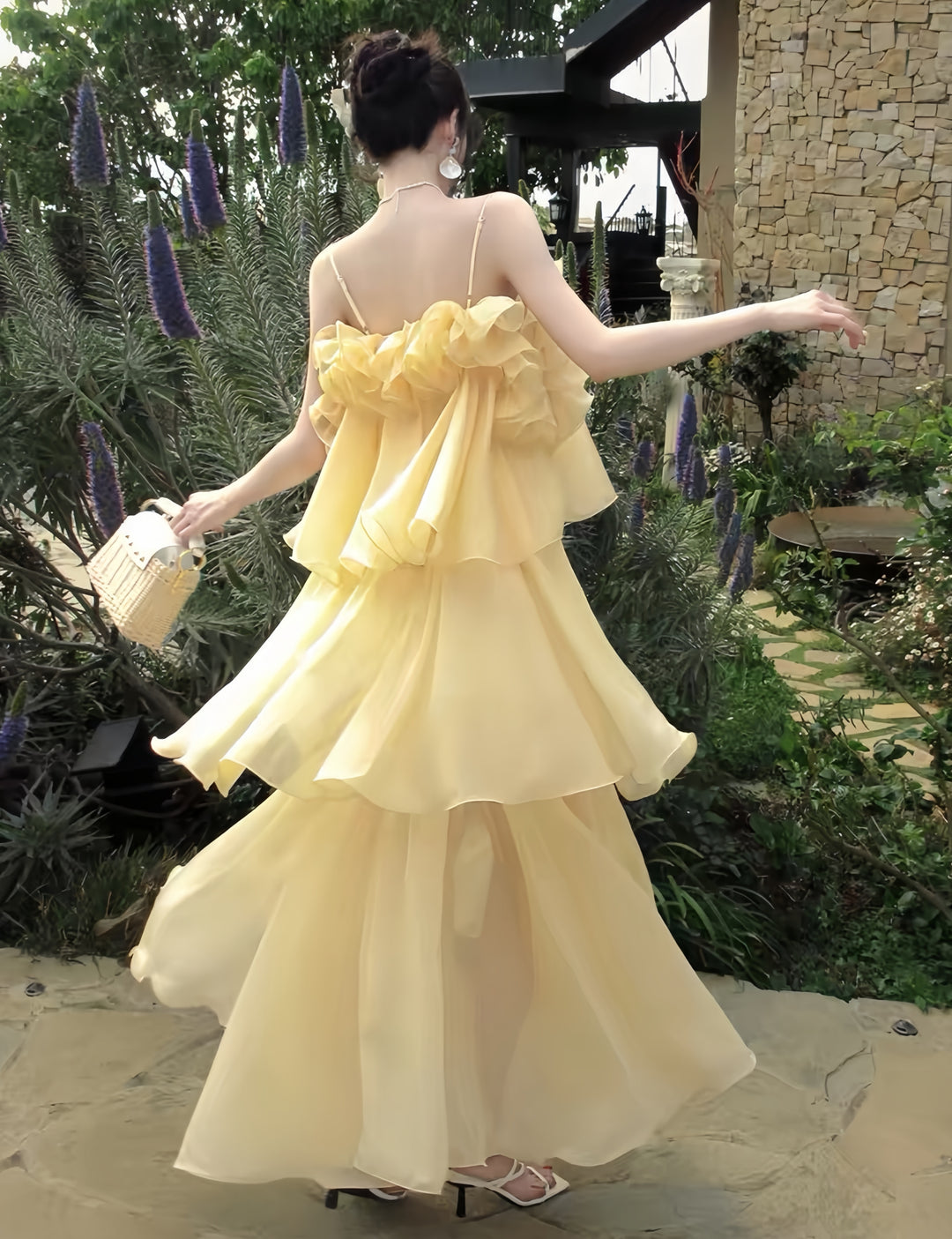 【dress】ラッフルティアードロングワンピース　K0587
