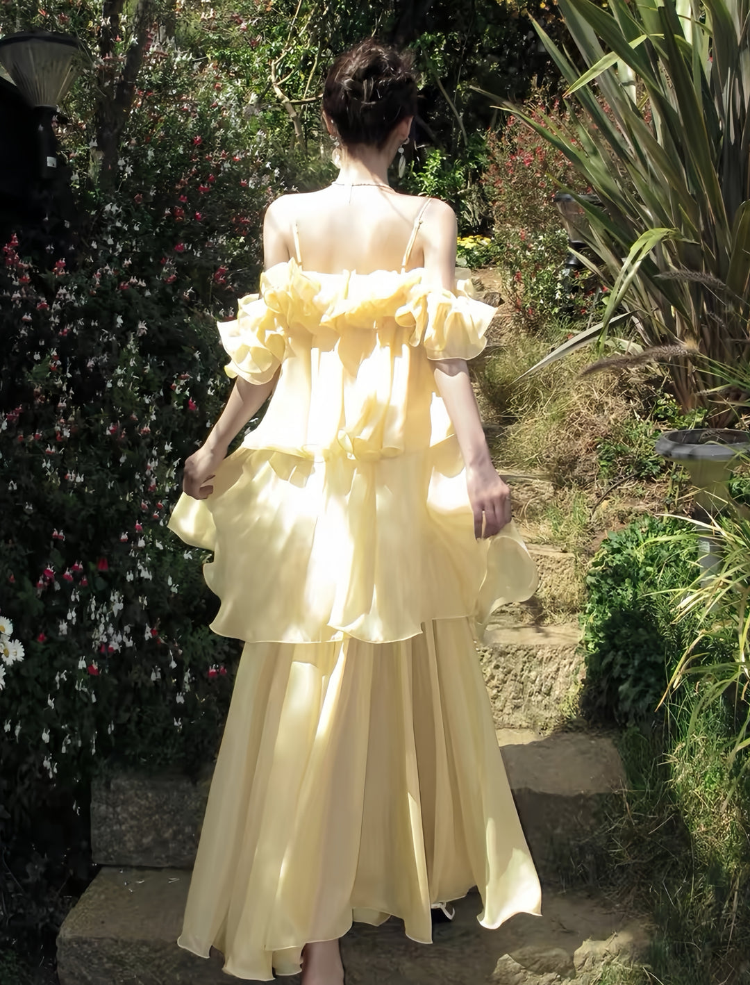 【dress】ラッフルティアードロングワンピース　K0587