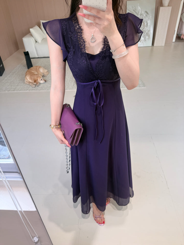 【dress】レースドッキングロングワンピース　N3651