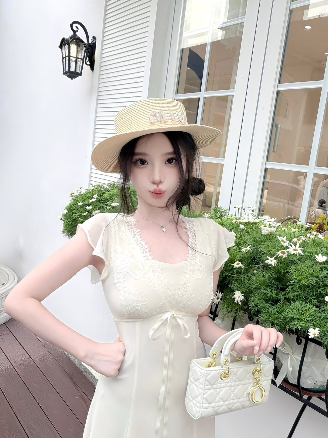 【dress】レースドッキングロングワンピース　N3651