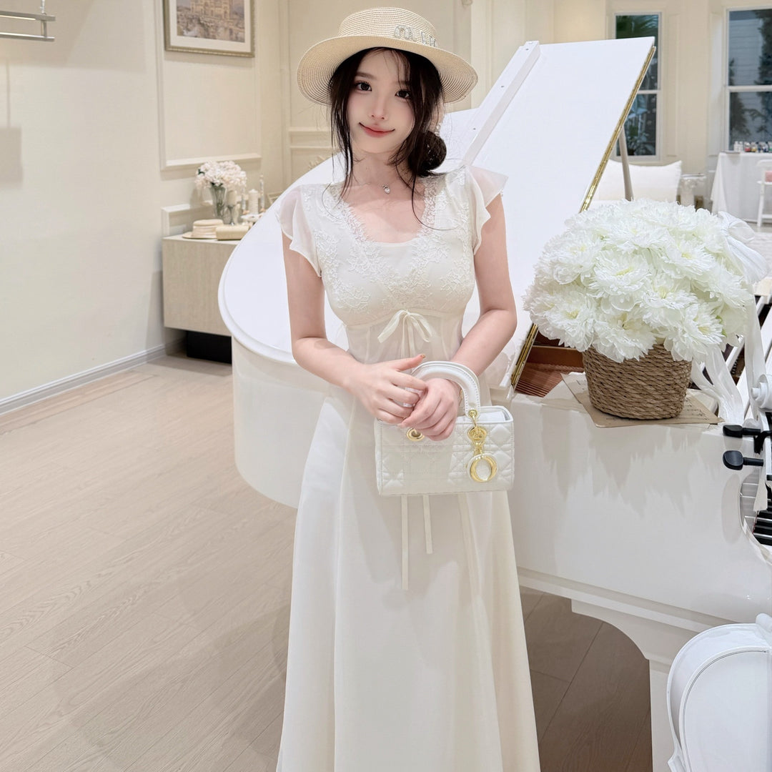 【dress】レースドッキングロングワンピース　N3651