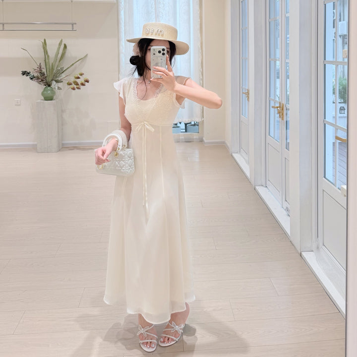 【dress】レースドッキングロングワンピース　N3651