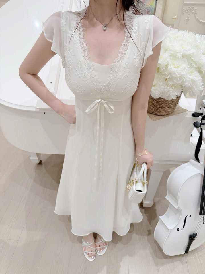 【dress】レースドッキングロングワンピース　N3651