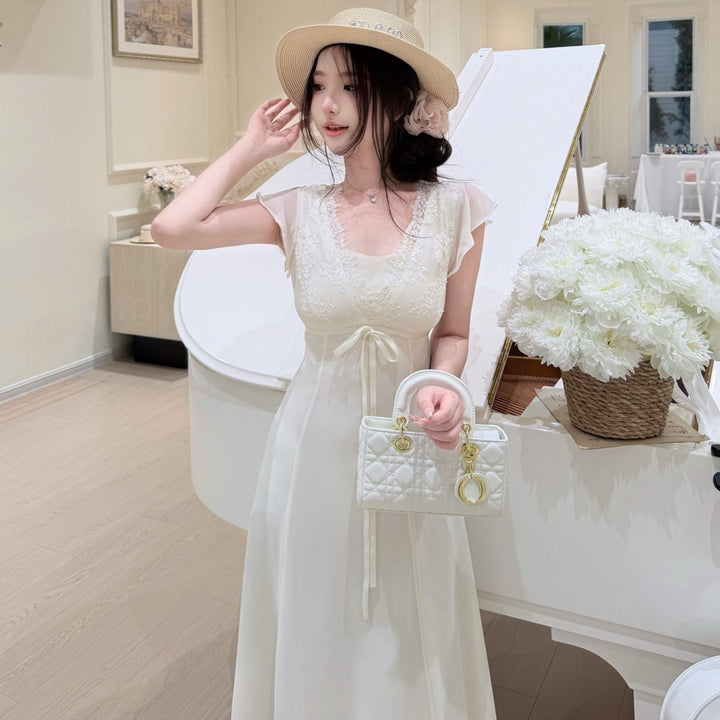 【dress】レースドッキングロングワンピース　N3651