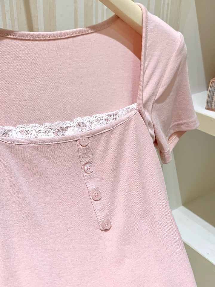 【set】レースドッキングトップス×ロングスカートセット   N3650