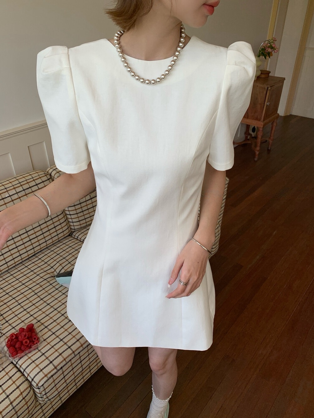 【dress】バックパールチェーンミニワンピース　N3652