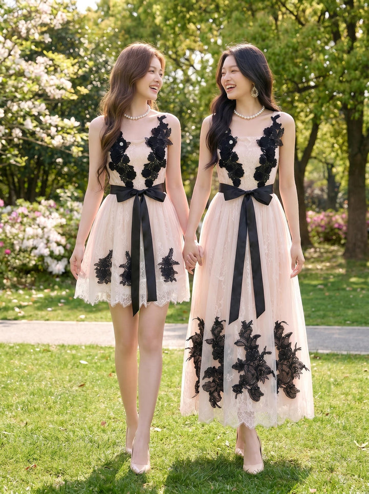 【dress】レースチュールロングワンピース＆ミニワンピース　N3638
