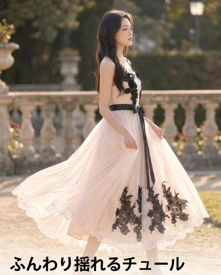 【dress】レースチュールロングワンピース＆ミニワンピース　N3638