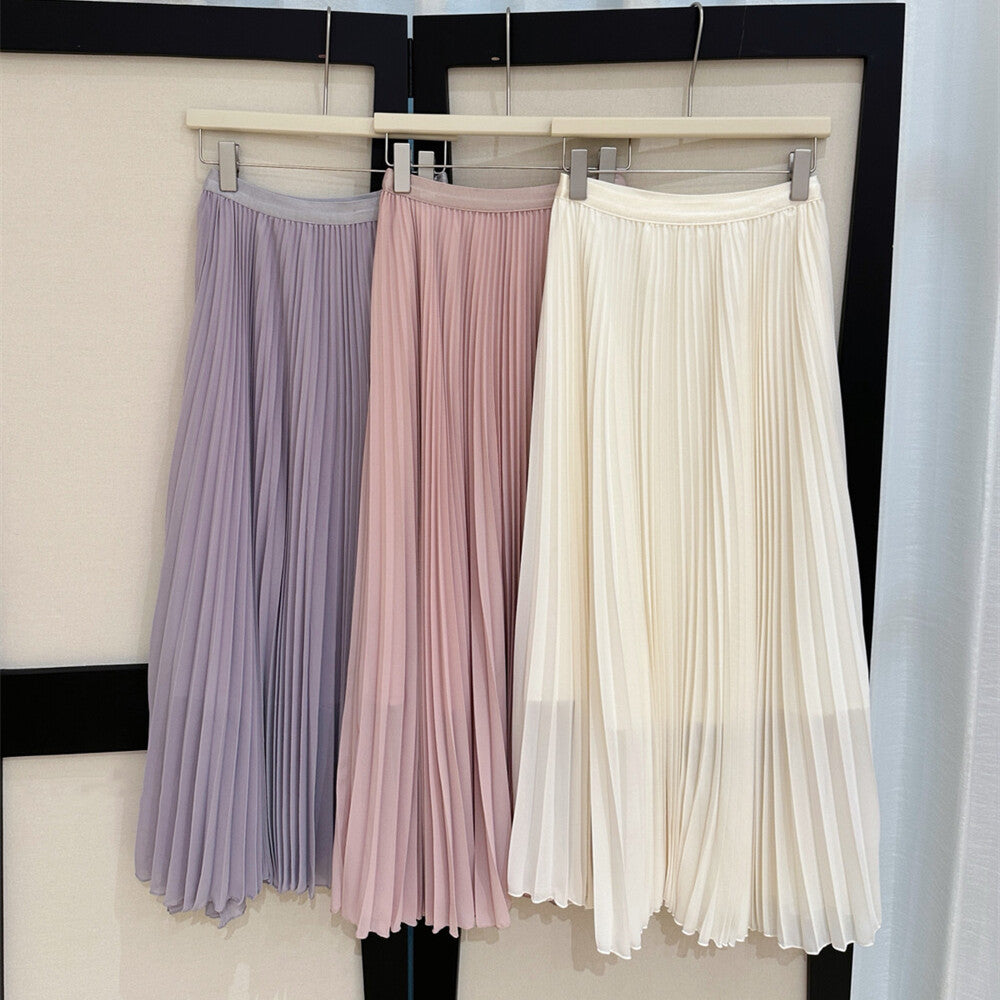 【set】バックリボントップス×プリーツスカートセット   N3654