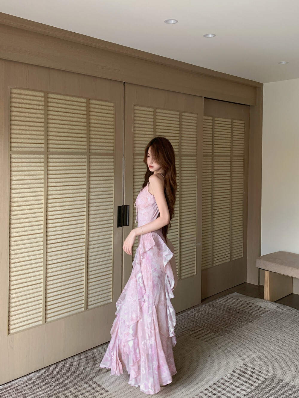 【set】ゆったりカーディガン×フリルマーメイドワンピースセット   N3655