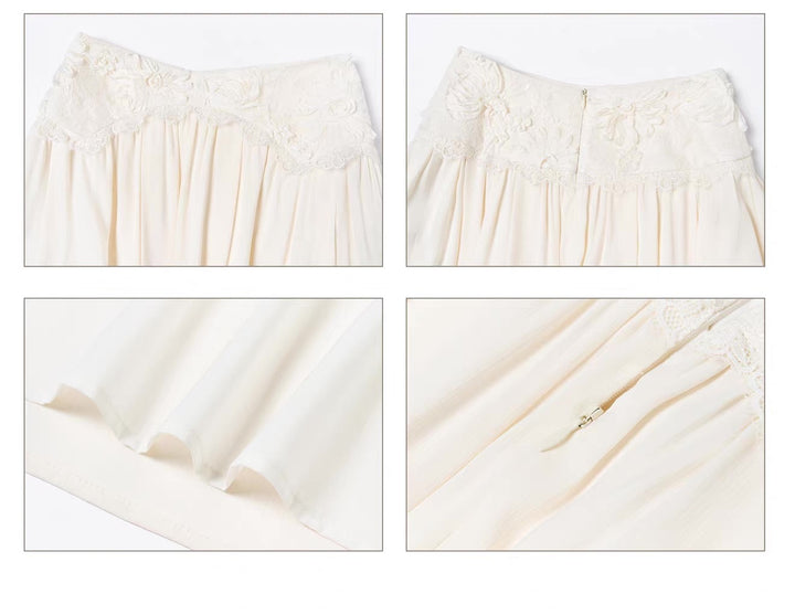 【set】レースドッキングトップス×ロングスカートセット   N3656