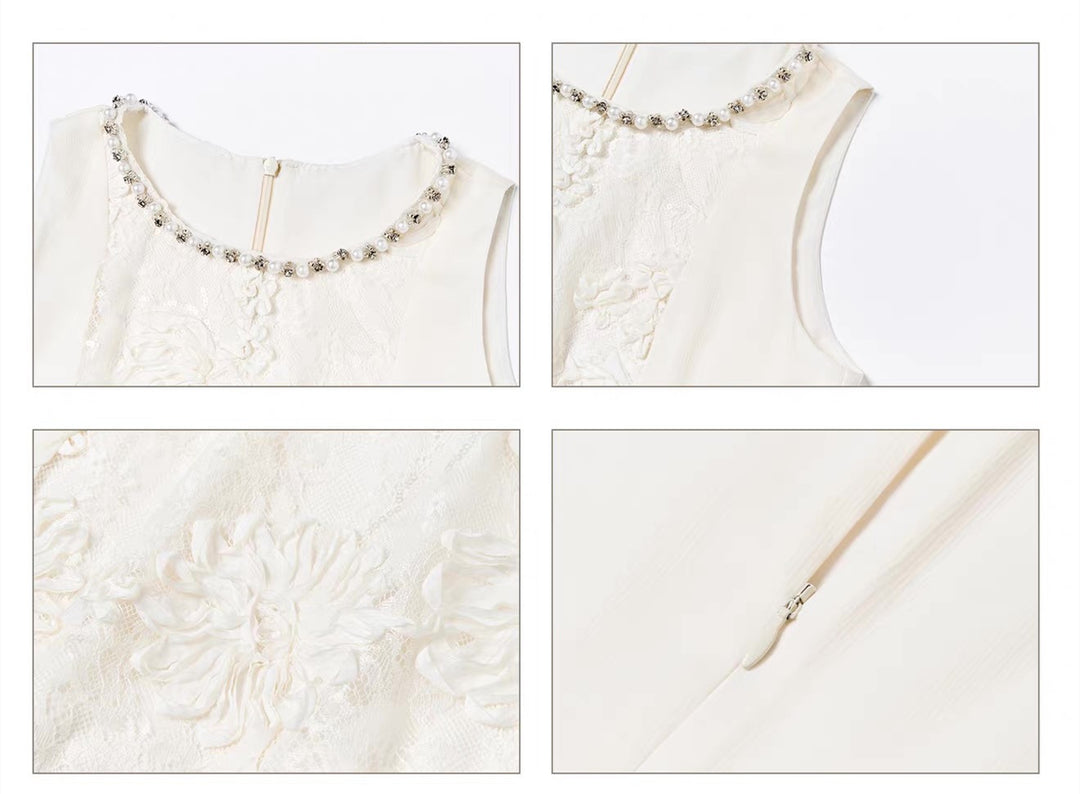 【set】レースドッキングトップス×ロングスカートセット   N3656