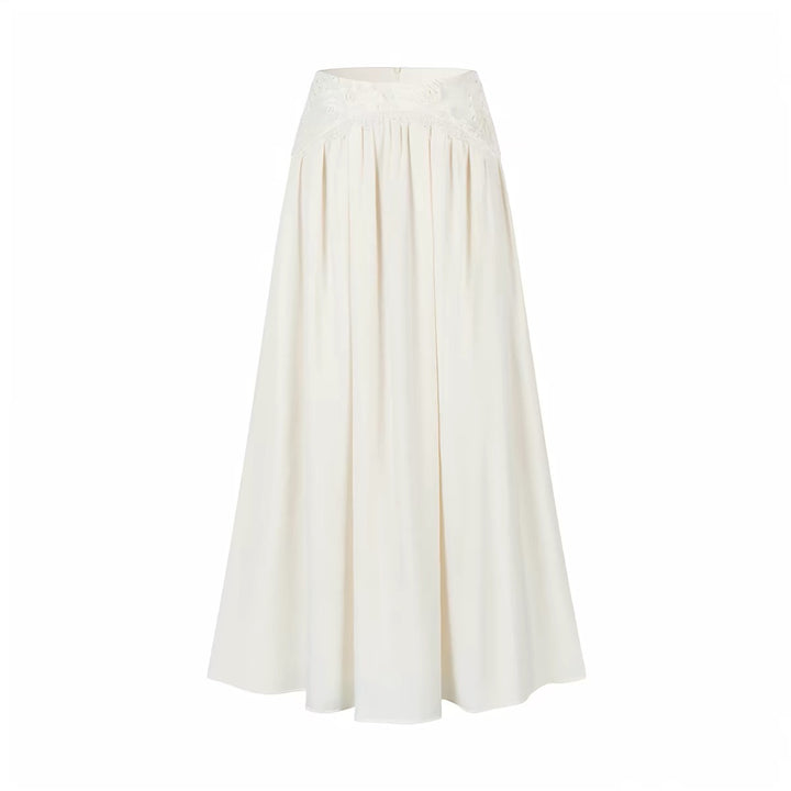 【set】レースドッキングトップス×ロングスカートセット   N3656