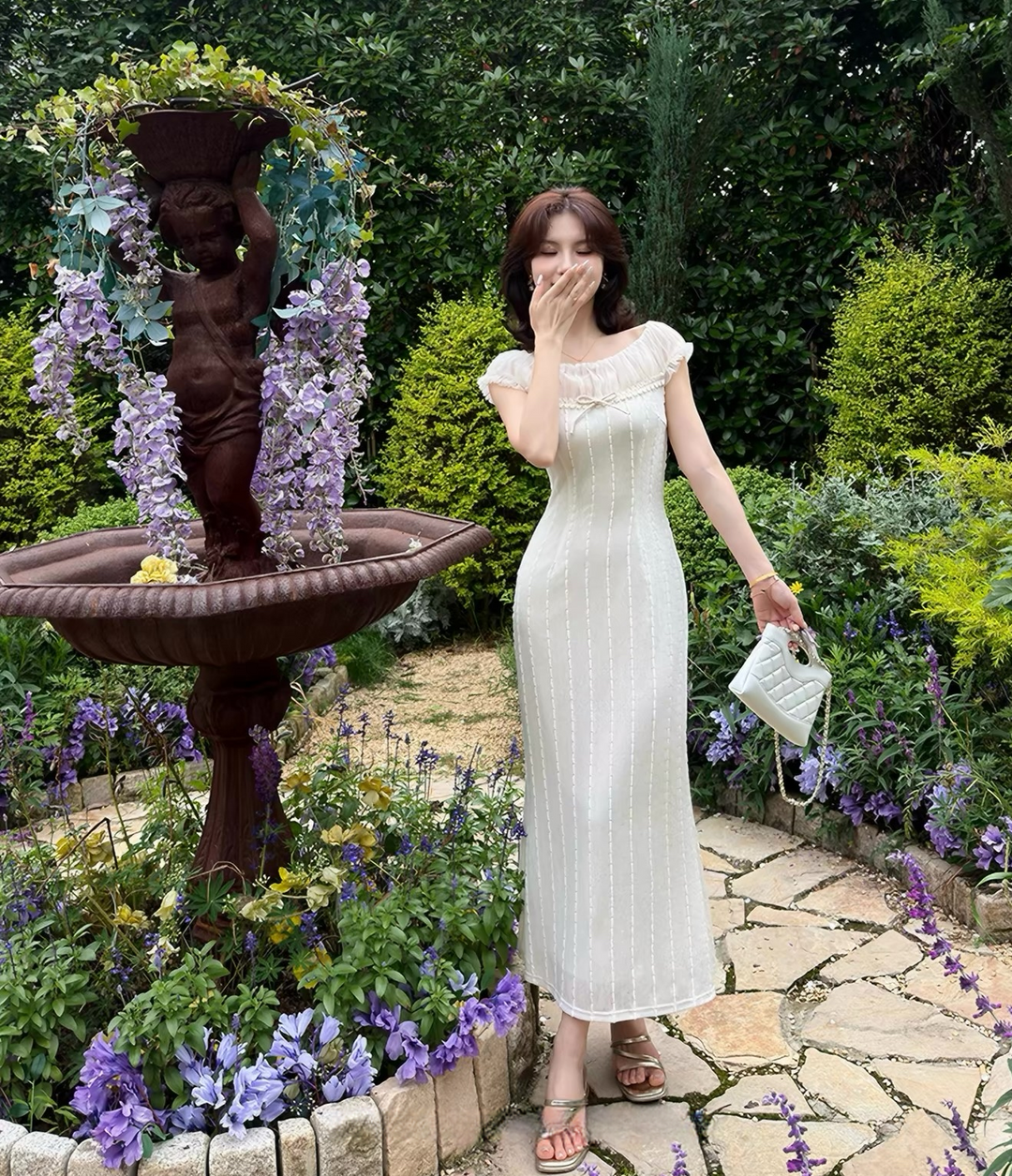 【dress】チュールドッキングロングニットワンピース　N3657