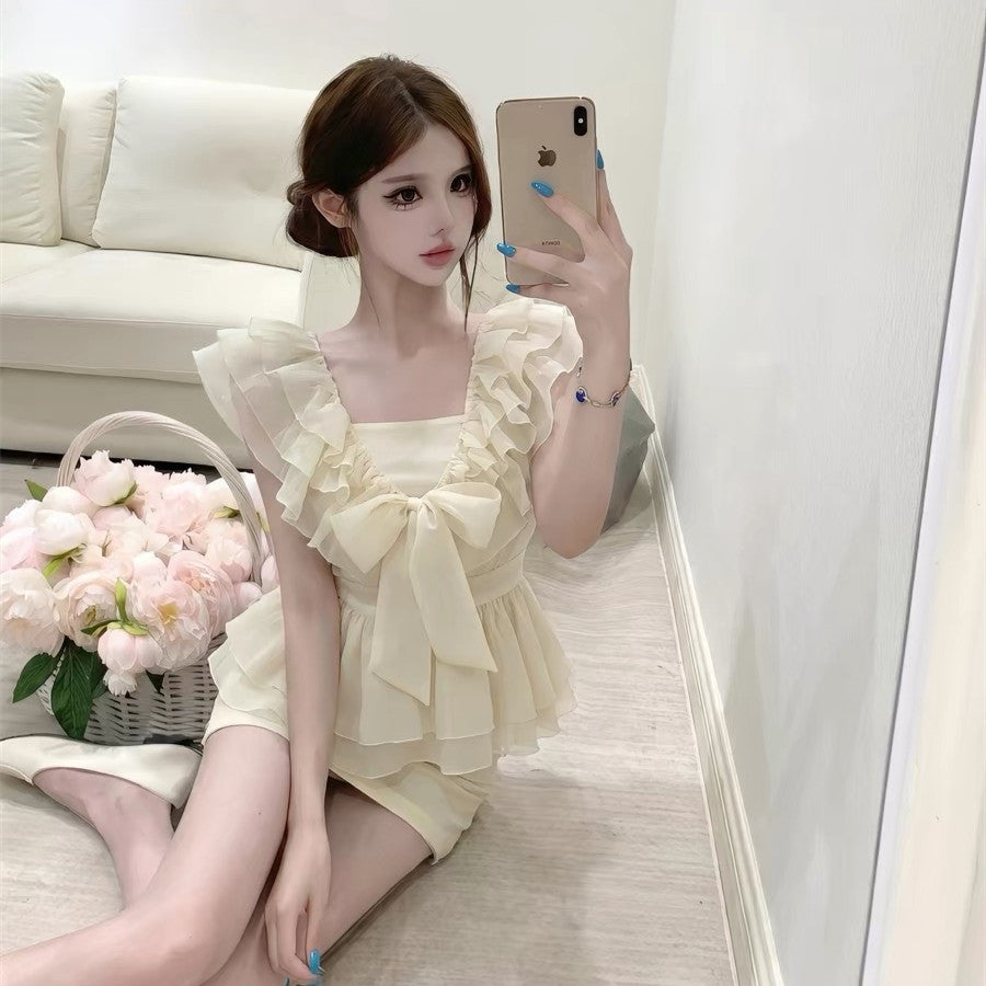 【set】フリルブラウス×キャミソール×ミニスカート3点セット   N3658