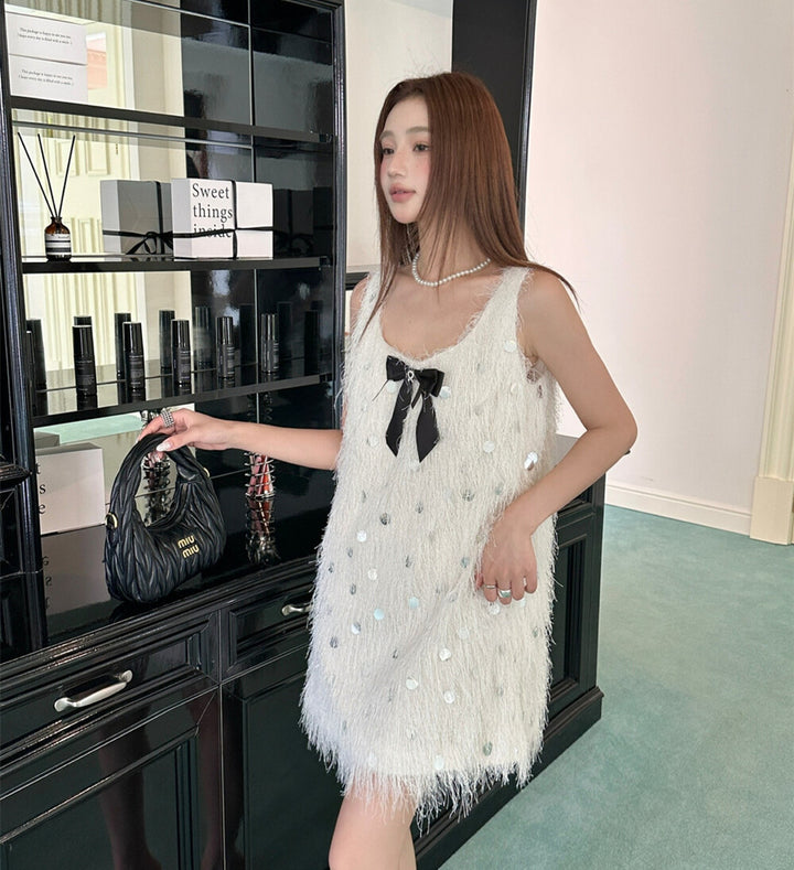 【dress】スパンコールフリンジミニワンピース　N3661