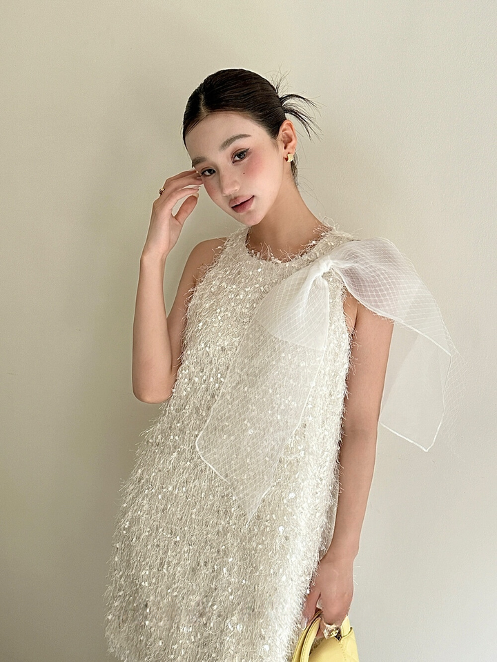 【dress】ビッグリボンフリンジミニワンピース　N3662