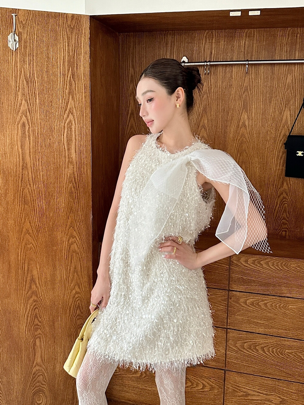 【dress】ビッグリボンフリンジミニワンピース　N3662