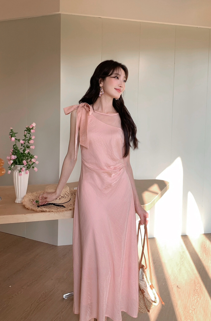 【dress】ショルダーリボンシアードッキングワンピース　N3664