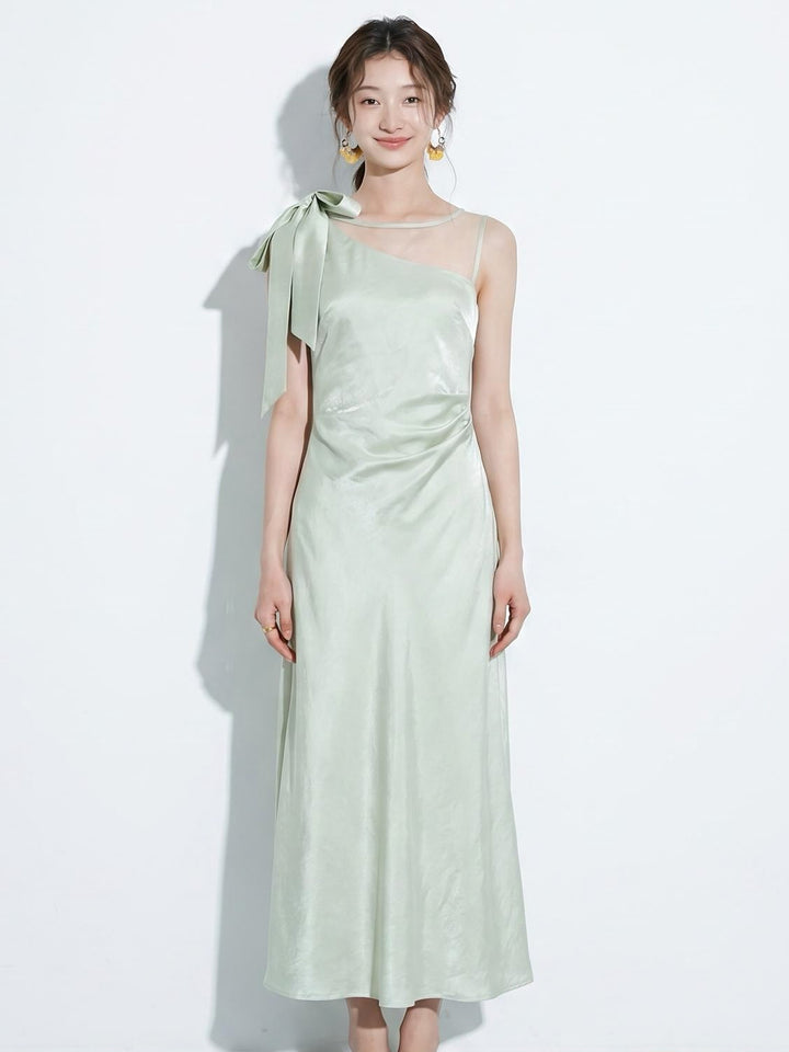 【dress】ショルダーリボンシアードッキングワンピース　N3664