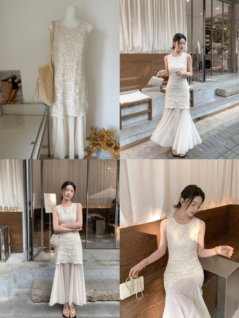 【dress】チュールドッキングレースワンピース  N3667