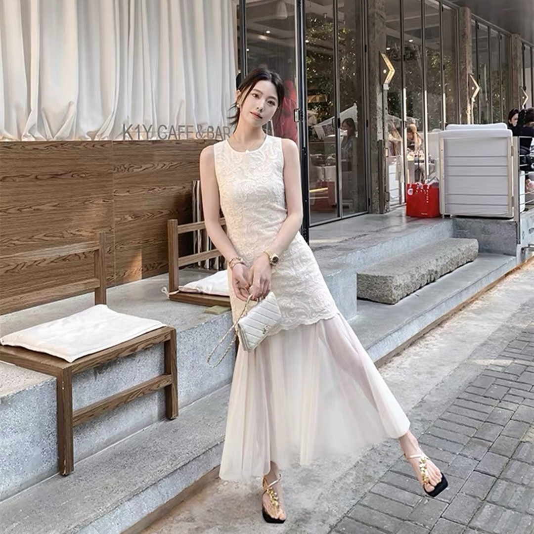 【dress】チュールドッキングレースワンピース  N3667
