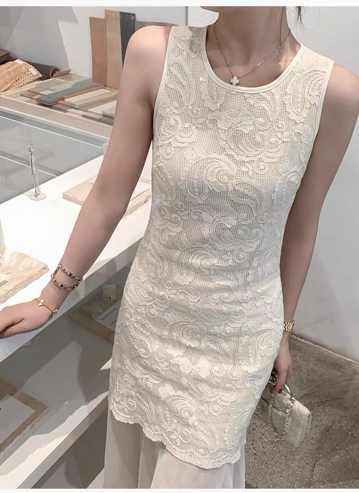 【dress】チュールドッキングレースワンピース  N3667