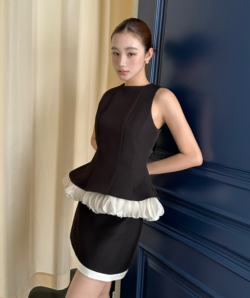 set】ペプラムトップス×ミニスカートセット N3668 – NANASTYLE