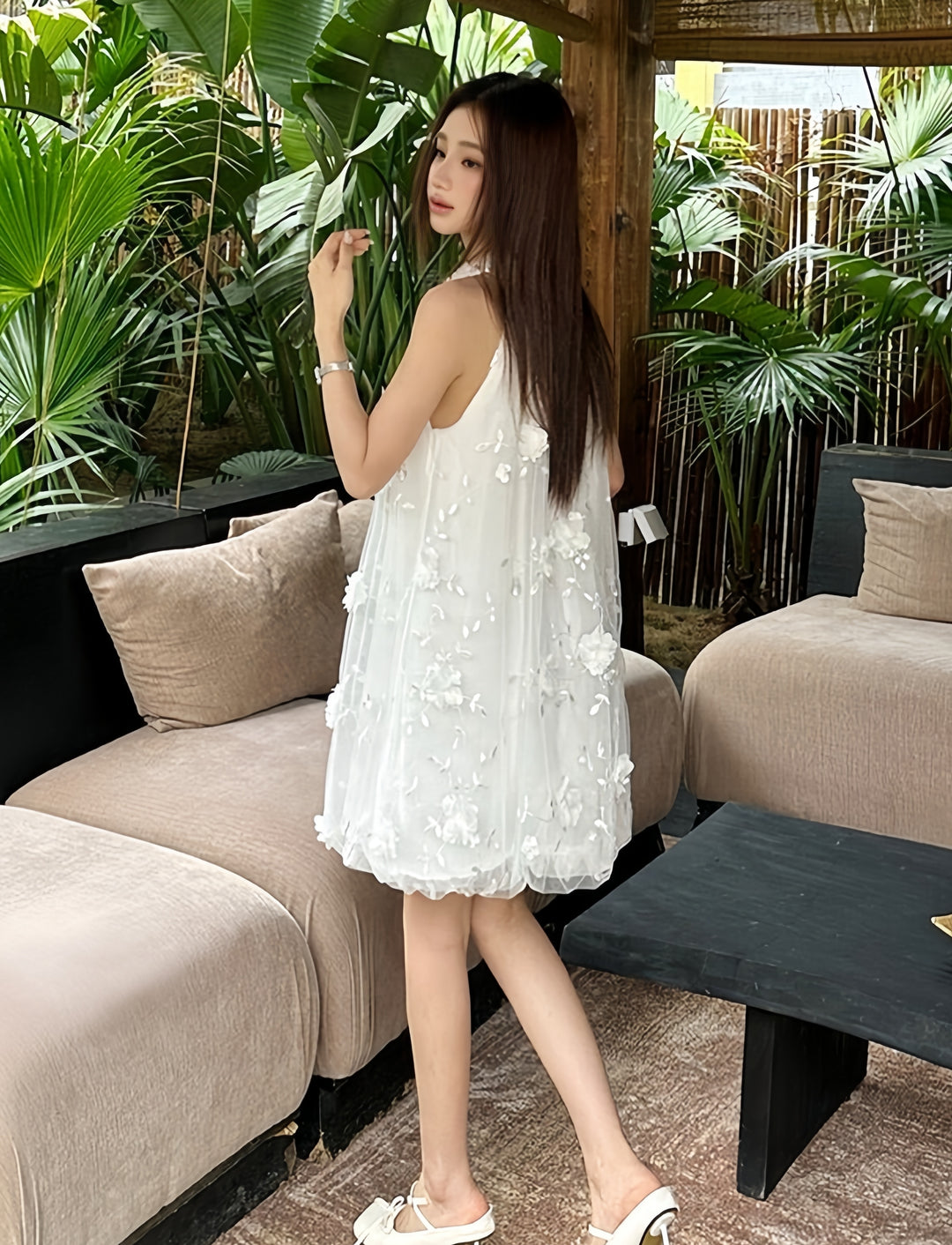 【dress】立体感フラワーミニワンピース　K0590