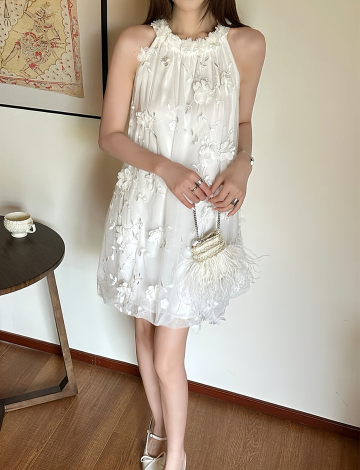 【dress】立体感フラワーミニワンピース　K0590