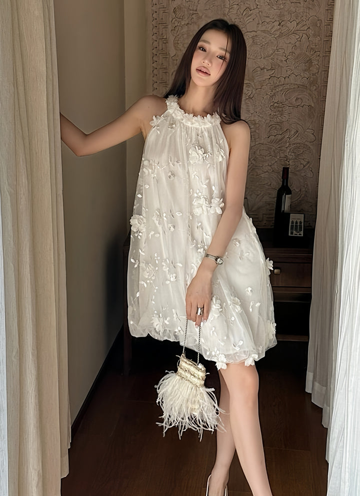 【dress】立体感フラワーミニワンピース　K0590