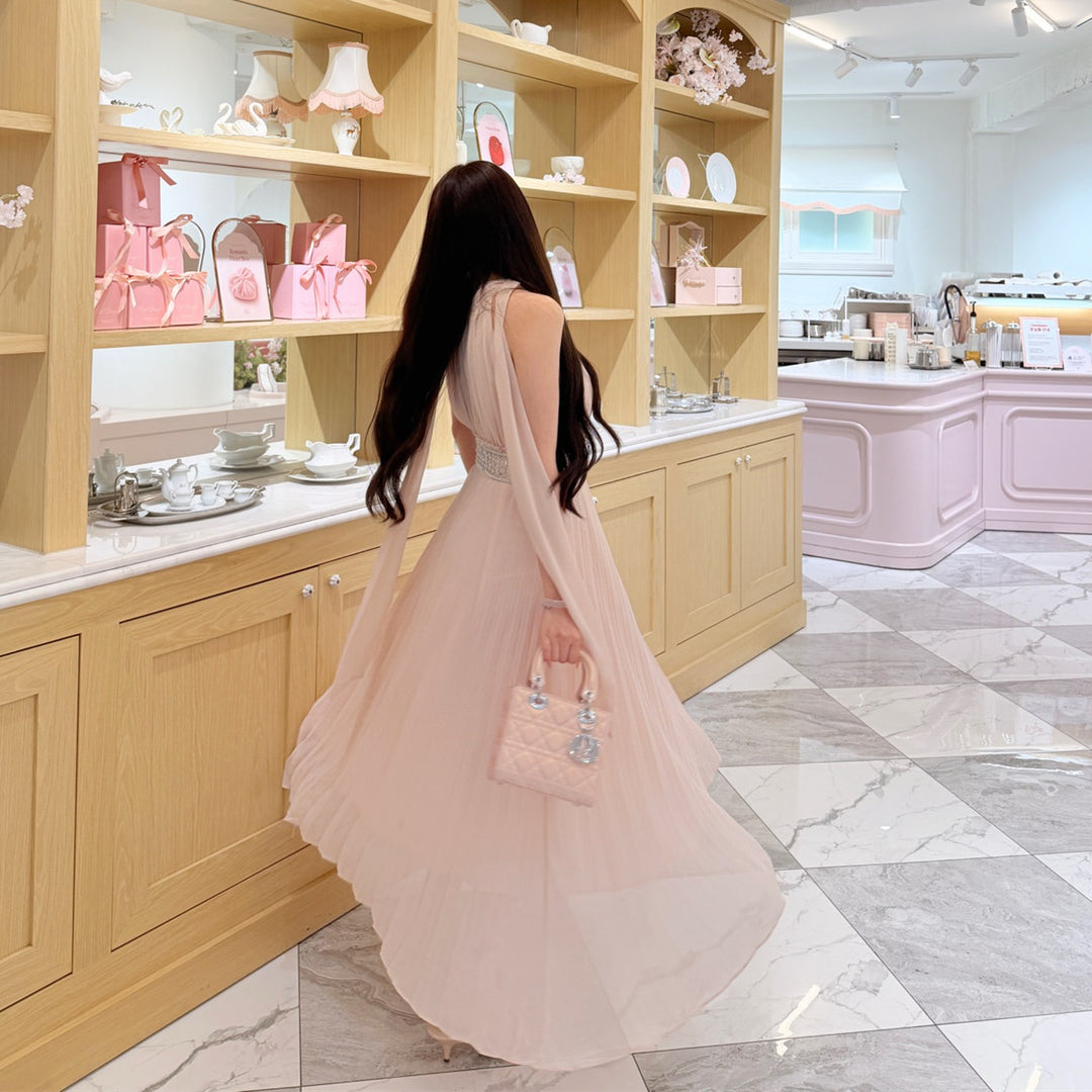 【dress】ウエストパール付きロングワンピース　N3671